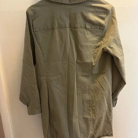 J.Jill chino - Linen cargo, long sleeve mini dress pockets olive sage size 12 - Picture 5 of 7